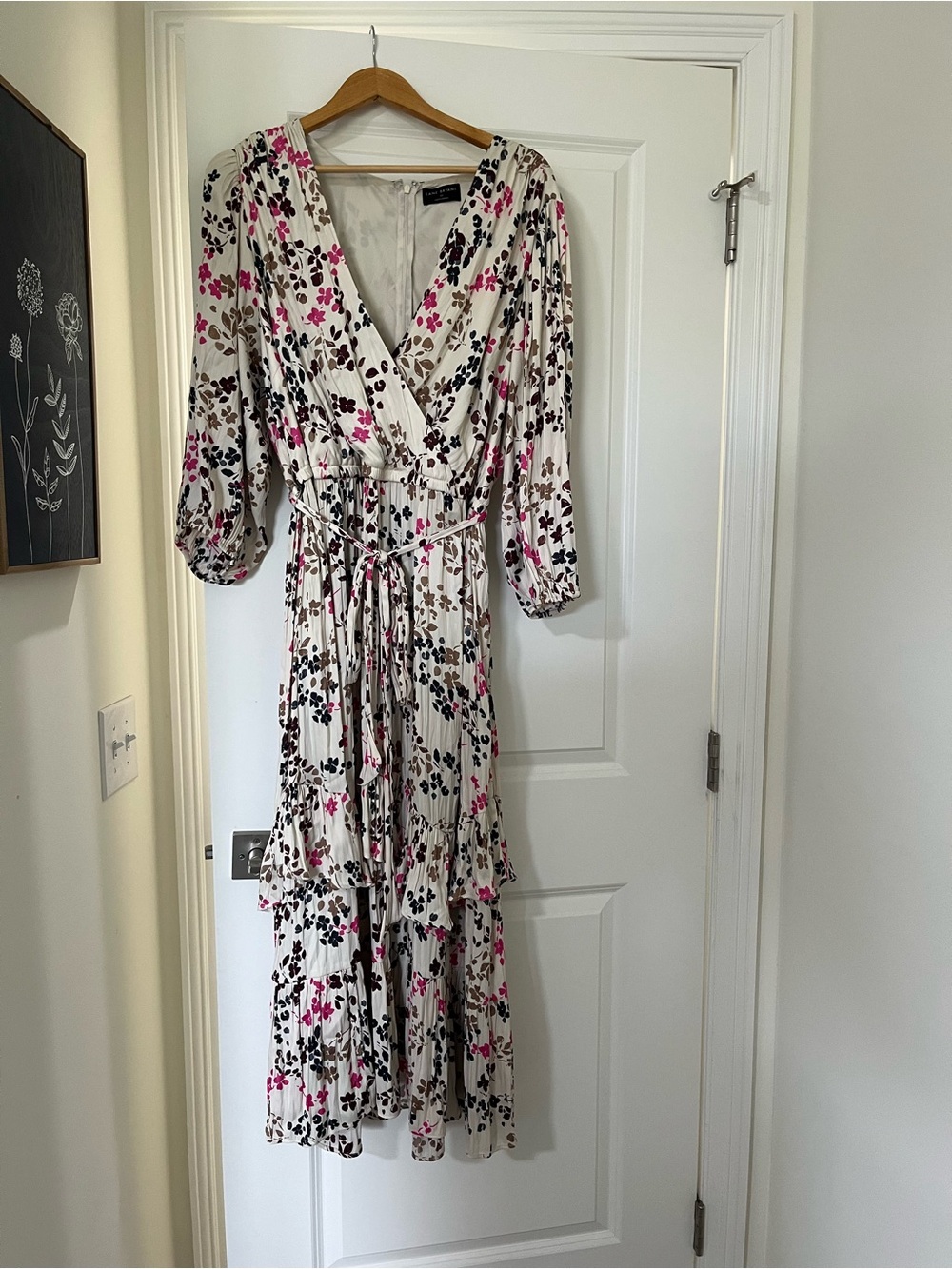 Lane Bryant Floral Wrap Maxi Dress with Pink & Black Accents